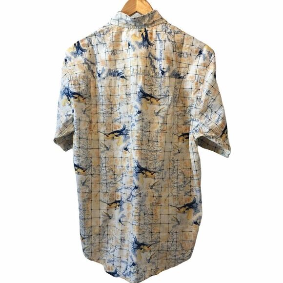 MENS CROSSINGS Cream Marlin Print Button Up Shirt - Picture 3 of 7